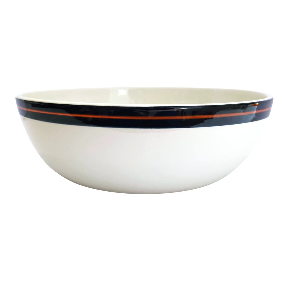 Chicago Bears NFL Ceramic Serving Bowl The Memory Company 2004 Cream Navy Orange - Picture 5 of 8